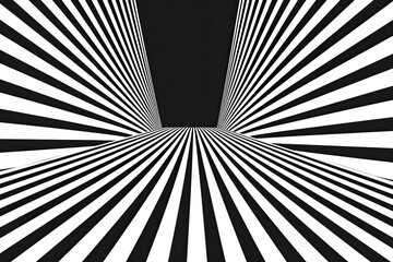 Hypnotic black and white striped tunnel with a vanishing point