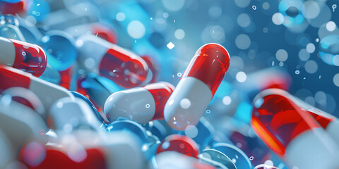 red and white capsules in a bright environment symbolizing advancements in pharmaceutical technology