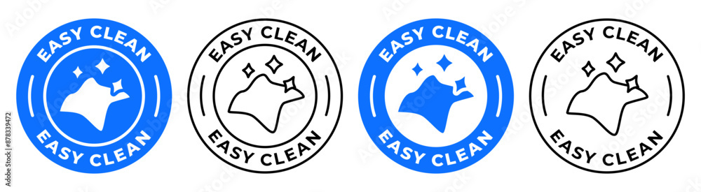 Easy clean label. Napkin and shiny surface icon. Wipe vector ...