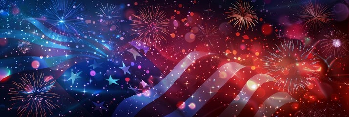 festive 4th of july background. Full with fireworks and USA flag. Independence Day (United States)
