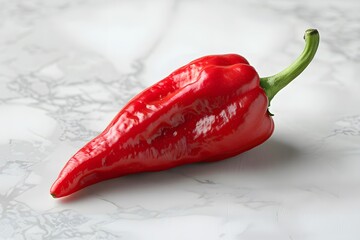 Wall Mural - Vibrant Red Chili Pepper on Marble Surface