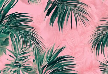 Wall Mural - pattern tree tree pattern pink boho leaves floral design print tropical pattern seamless invitations manufacturing coconut botanical fabric  