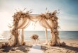 © wafi - celebration decoration decoration satin beach natural idylli arch honeymoon silk ceremony dding color flowers many beige boho tropical celebration palette