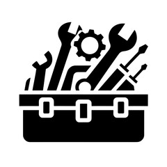 design icon tool box black and white vector