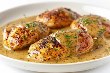 Wall Mural - Dijon Tarragon Chicken Breast with Aromatic Sauce