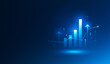 © Lemonsoup14 - Growth chart business strategy up arrow graph finance stock market or increase money profit diagram on financial concept success economy investment background with digital progress trade bar target.