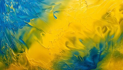 A yellow and blue abstract background texture, and colorful movement of liquid paint for backdrop wallpaper.