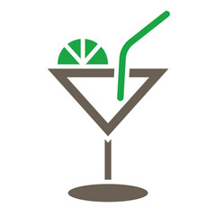 Sticker - Cocktail Glyph Two Color Icon