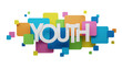© Web Buttons Inc - YOUTH typography banner on colorful squares on transparent background