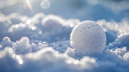 Wall Mural - white snow backdrop with a snowball in an icy a situation
