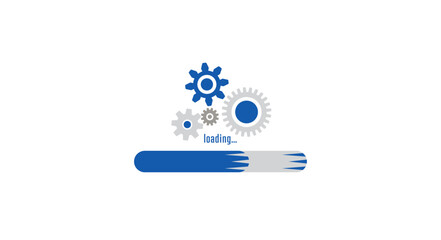Wall Mural - loading updates, software, download, upload concept creative vector with loading bar, gears. webpage