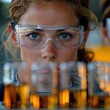 © Ai-Pixel - Young scientist wearing safety goggles performing an experiment with test tubes in a laboratory setting.