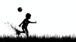 © pkproject - Silhouette of a Child Playing with a Ball on White Background