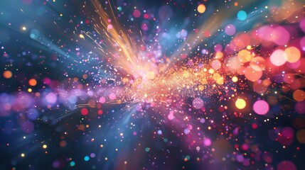 Wall Mural - abstract background with colorful lights and bokeh.