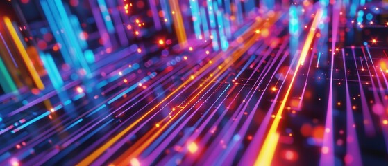 Wall Mural - abstract background with colorful glowing lines.