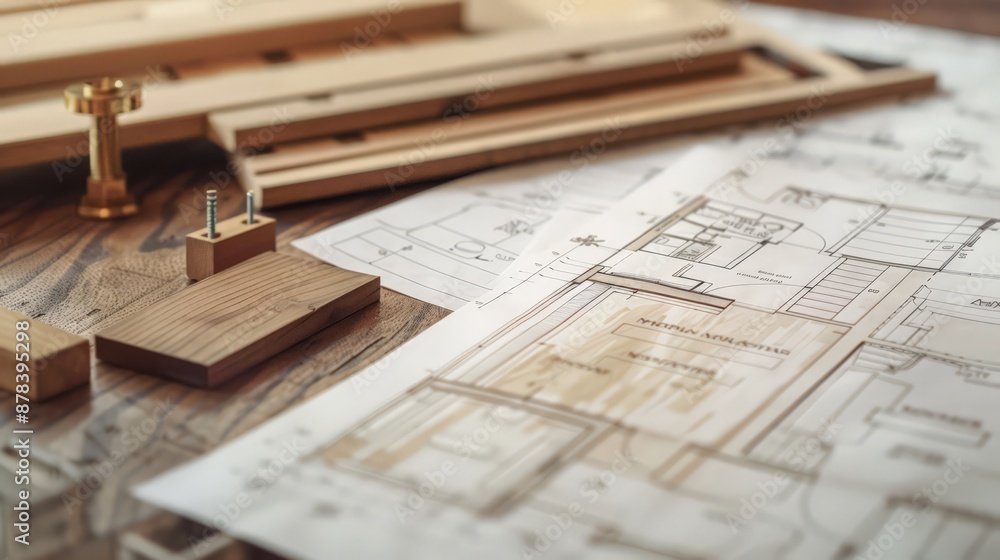 Custom-designed blueprints accommodate interior design elements, Stock ...