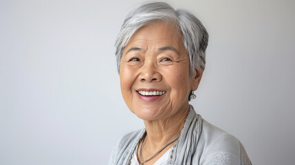 Wall Mural - Elderly asian lady portrait wit copy space