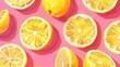 © Bijac - citrus sunshine cheerful yellow lemon pattern pops against vibrant pink background vector illustration