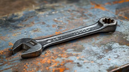 Wall Mural - Worn Wrench on a Rusted Surface