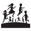 © MSTMIM - Little kids running silhouettes vector illustration