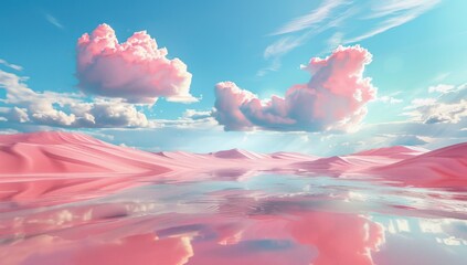 Wall Mural - Pink Desert with Reflecting Sky