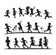 © MSTMIM - Little kids running silhouettes vector illustration