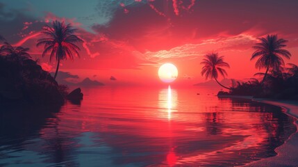 Wall Mural - Beautiful majestic golden sunrise sky with yellow sunlight and motion blur of flowing sea surface in the morning