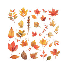 Poster - A collection of autumn leaves and flowers in various shades of yellow. Concept of warmth and nostalgia, evoking memories of fall and the changing of the seasons