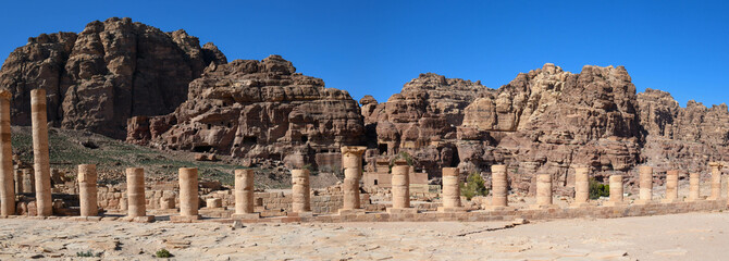 Wall Mural - View at the Great Temple of Petra in Jordan