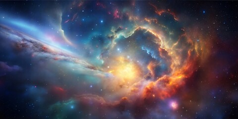 Wall Mural - colorful universe and stars and galaxies.space background illustration