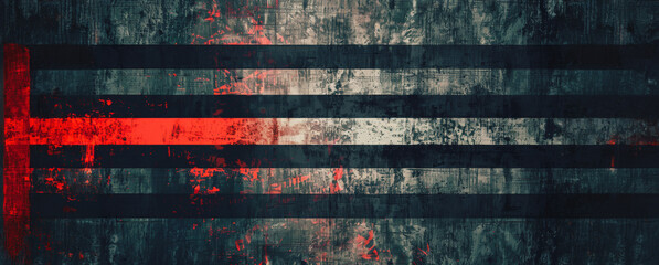 Wall Mural - Abstract art featuring red and black stripes on a grunge background