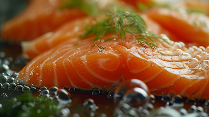 salmon fillet, close up