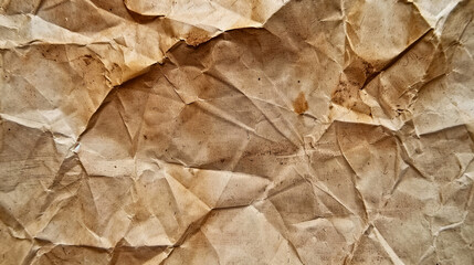 Wall Mural - high-resolution old crumpled brown paper texture with natural folds and stains perfect for vintage b