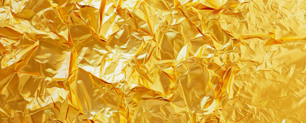 Wall Mural - Close up of crumpled gold foil