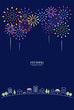 © hana - 花火と夜の町並み / vector eps