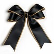 © Ailee Tian - Black cross bow ribbon with gold edges on a white background.