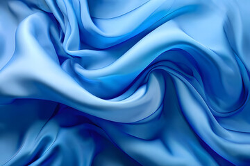 Wall Mural - This captivating image features abstract waves, rendered in a palette of breathtaking blues. The soft curves and folds evoke the feel of the finest silk or satin.