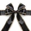© Ailee Tian - Black cross bow ribbon with gold edges on a white background.