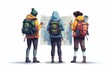 © trimiati - of three people with backpacks looking at a map