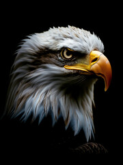 Eagle Portrait, Isolated On Black Background, High Resolution Photography 