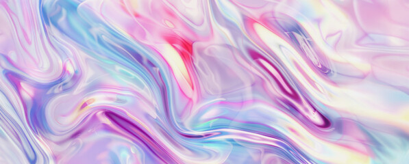 Wall Mural - Abstract iridescent liquid swirls with purple, blue, and white colors