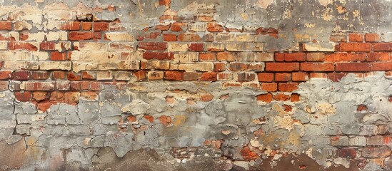 Leinwandbilder - Antique brick wall with textured surface serving as a backdrop, offering copy space for text or image.