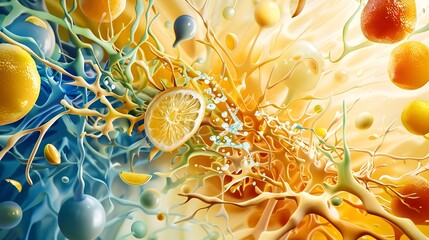 Canvas Print - Lemon-inspired Depiction of the Renal Medulla's Cellular Composition