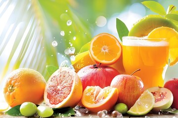 Canvas Print - Nourishing Citrus Fruits and Juices:Boosting Immunity with Vitamin C Goodness