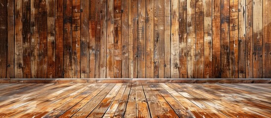 Poster - Empty wooden textured wall background with copy space image.