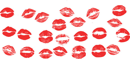 Lipstick kiss with lips print. Vector kiss mark imprint