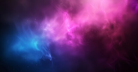 Pink blue abstract gradient on black background, copy space, noise grainy texture effect, large banner size