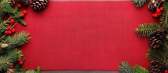 Wall Mural - an isolated red christmas placemat with a perspective view provides copy space for your design.