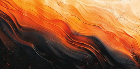 Wall Mural - Grainy gradient background, illuminated red orange white spots on black, noise texture