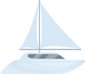 Wall Mural - White sailboat is sailing on the surface of the water